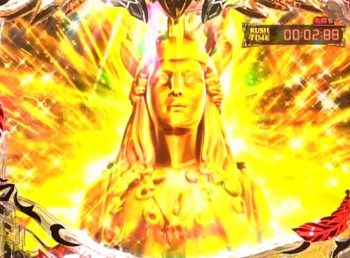 パチンコP聖闘士星矢 超流星 女神ゴールドver.1500のアテナ像ロングアクション発生オンラインカジノ 生放送